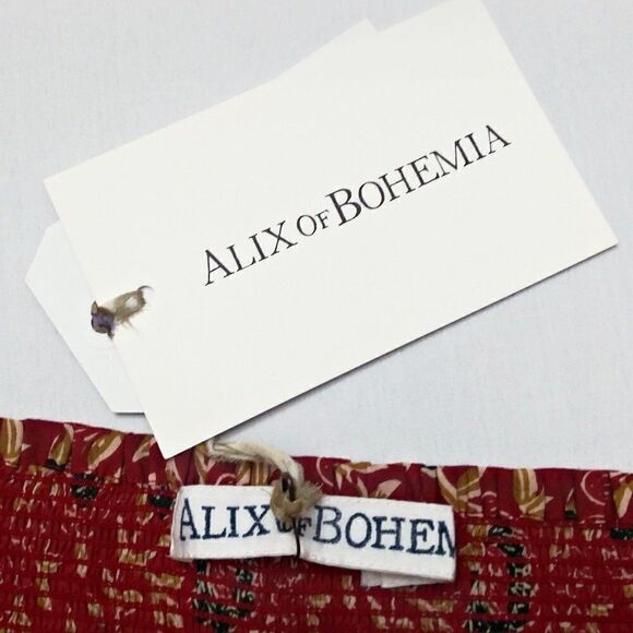 ALIX OF BOHEMIA Floral Maria Carnelian Smocked Layered Mini Skirt/Top Sz M NWT - Picture 10 of 14